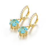 925 Silver Green Zircon Drop Earrings for Women