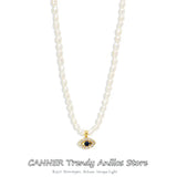 925 Sterling Silver Beads Chain Retro Necklaces Eyes Crystal Pendant Jewelry