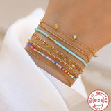 925 Silver Boho Friendship Bracelet Ethnic Bead Charm Bracelet