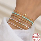 925 Silver Boho Friendship Bracelet Ethnic Bead Charm Bracelet