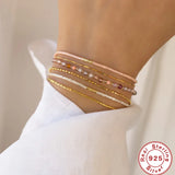 925 Silver Boho Friendship Bracelet Ethnic Bead Charm Bracelet