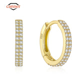 925 Silver Hoop Earring Double Row CZ Cartilage Piercing Accessory