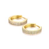 925 Silver Hoop Earring Double Row CZ Cartilage Piercing Accessory