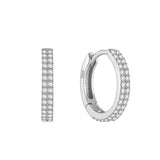 925 Silver Hoop Earring Double Row CZ Cartilage Piercing Accessory