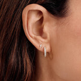 925 Silver Hoop Earring Double Row CZ Cartilage Piercing Accessory