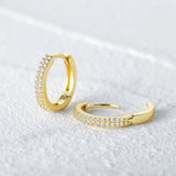 925 Silver Hoop Earring Double Row CZ Cartilage Piercing Accessory