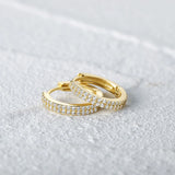 925 Silver Hoop Earring Double Row CZ Cartilage Piercing Accessory