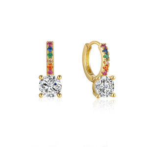 925 Silver Hoop Earring Micro Inlaid Rainbow Zircon Jewelry Brincos