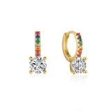 925 Silver Hoop Earring Micro Inlaid Rainbow Zircon Jewelry Brincos
