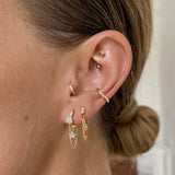 925 Silver Hoop Earring Geometric Chain Square Zircon Pendant Summer