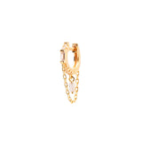 925 Silver Hoop Earring Geometric Chain Square Zircon Pendant Summer