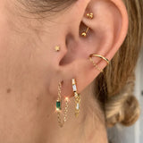 925 Silver Hoop Earring Geometric Chain Square Zircon Pendant Summer