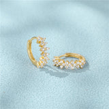 925 Silver Hoop Earring Zircon Petals Circle Unusual Piercing Jewelry