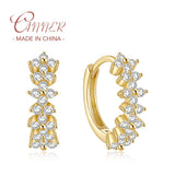 925 Silver Hoop Earring Zircon Petals Circle Unusual Piercing Jewelry