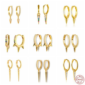925 Silver Hoop Earring Punk Rivet Earrings Women Gothic Party Jewelry