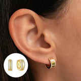 925 Silver Hoop Earrings Double Row CZ Wide Earring for Women