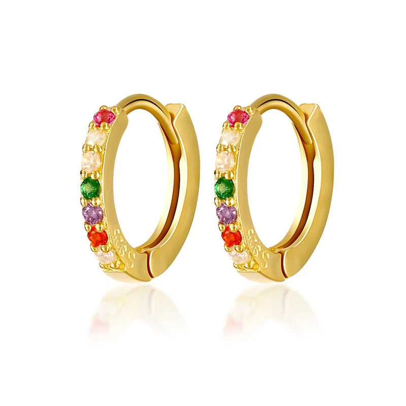 925 Silver Hoop Earrings Vintage Zircon Earring Women Pendientes plata