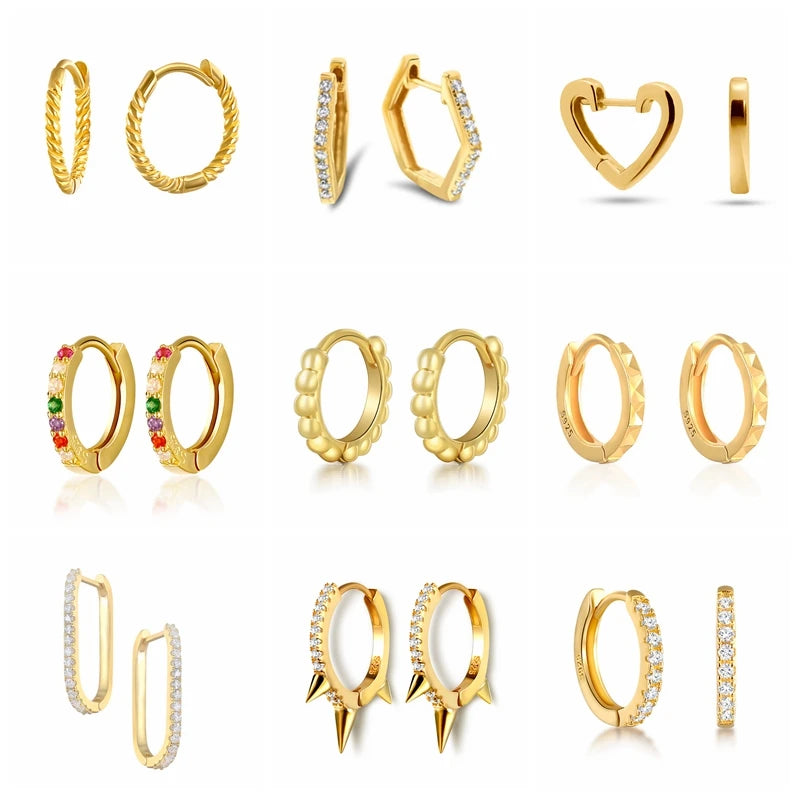 925 Silver Hoop Earrings Vintage Zircon Earring Women Pendientes plata