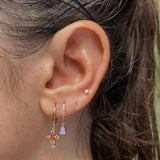 925 Silver Hoop Earrings Zircon Piercing Cross Lightning Insect Earings