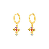 925 Silver Hoop Earrings Zircon Piercing Cross Lightning Insect Earings