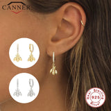 925 Silver Hoop Earrings Zircon Piercing Cross Lightning Insect Earings