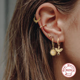 925 Sterling Silver Bee Pigeon Leopard Snake Hoops Earrings