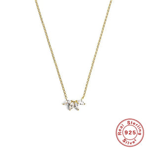 925 Silver Horse Eye Zircon Collarbone Chain Choker Necklace for Women