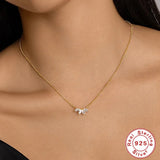 925 Silver Horse Eye Zircon Collarbone Chain Choker Necklace for Women