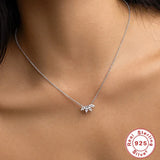925 Silver Horse Eye Zircon Collarbone Chain Choker Necklace for Women