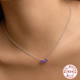 925 Silver Horse Eye Zircon Collarbone Chain Choker Necklace for Women