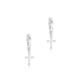 925 Silver Huggie Earrings Opal Stone Moon Star Cross Dangle Earrings