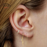 925 Silver Huggie Hoop Earrings Zircon Dangle Earrings