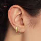 925 Silver Huggie Hoop Earrings Zircon Dangle Earrings