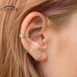 925 Silver Huggie Hoop Earrings Zircon Dangle Earrings