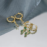 925 Silver Hugging Hoop Earrings Versatile Emerald Zircon Pendant