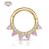 925 Silver Pink Zircon Nose Ring Hoop Earring