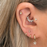 925 Silver Pink Zircon Nose Ring Hoop Earring