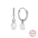925 Silver INS Pearl Pendant Earrings Piercing Jewelry Gift
