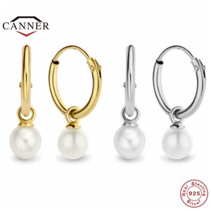 925 Silver INS Pearl Pendant Earrings Piercing Jewelry Gift