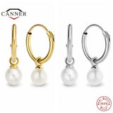 925 Silver INS Pearl Pendant Earrings Piercing Jewelry Gift