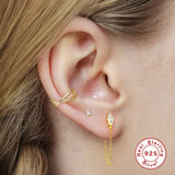 925 Silver Anise Star Double Studs Tassel Earrings Retro Dangle