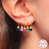 925 Silver Crystal Zircon Piercing Cartilage Stud Earrings for Women