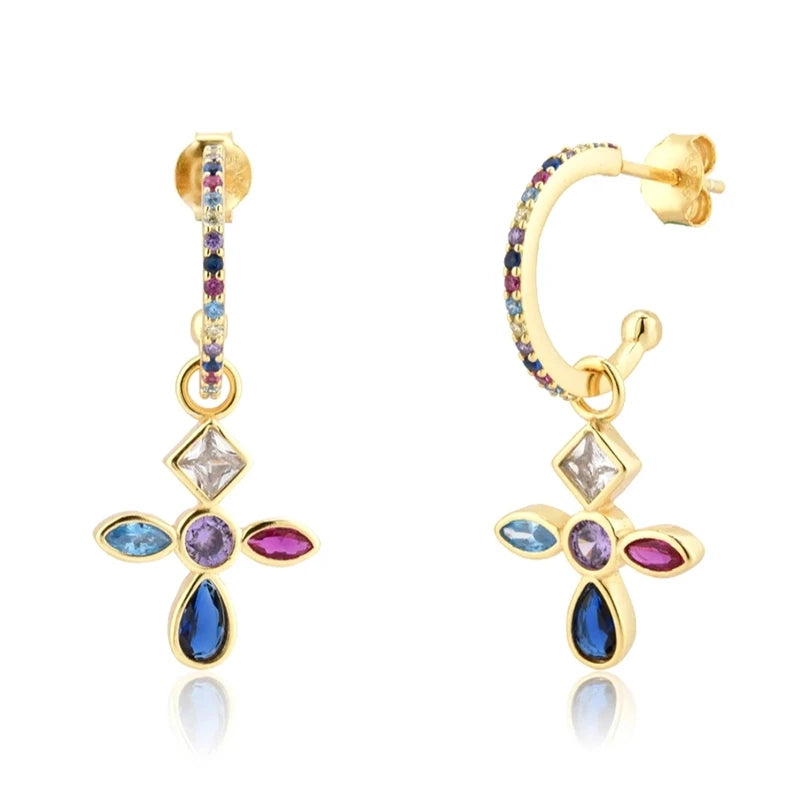 925 Silver Crystal Zircon Piercing Cartilage Stud Earrings for Women