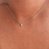 925 Silver Initial Letter Pendant Necklace Women Choker Collar Jewelry