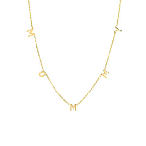 925 Silver Initial Alphabet MOMMY Pendant Necklace Women Chain Daily Jewerly