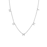 925 Silver Initial Alphabet MOMMY Pendant Necklace Women Chain Daily Jewerly