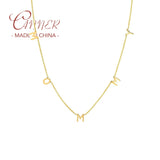 925 Silver Initial Alphabet MOMMY Pendant Necklace Women Chain Daily Jewerly