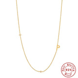 925 Silver Initial Necklace Zircon Choker for Women