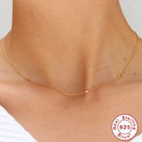 925 Silver Initial Necklace Zircon Choker for Women