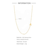 925 Silver Initial Necklace Zircon Choker for Women